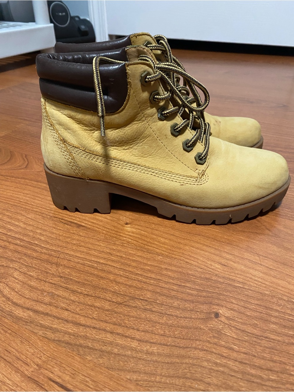 Aldo Yellow and Brown Lace-Up Ankle Booties